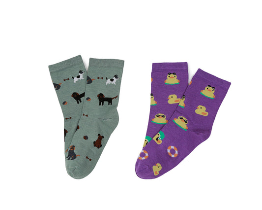 Calcetines con diseño Socks Lab -  Niños - Pack 2 calcetines Perros - Pato